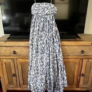 J. Crew White and Blue Floral Dress